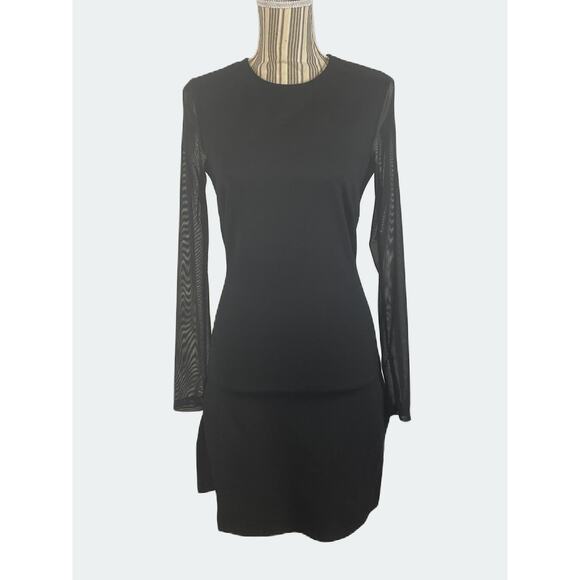 Revolve Superdown Nia Black Bodycon Dress Sheer Sleeves Size Medium - Picture 4 of 13